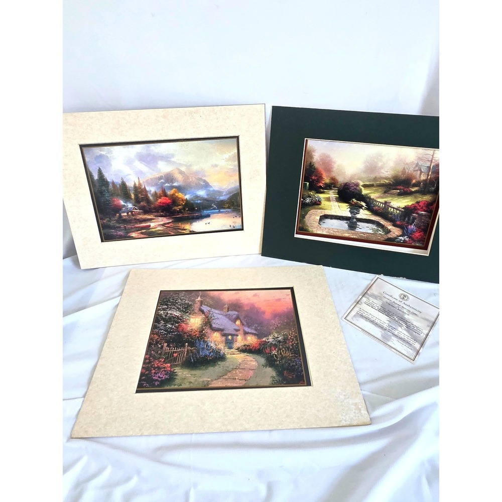 Thomas Kinkade Matted Collectors Prints Set of 3 Gardens Beyond Autumn Gate